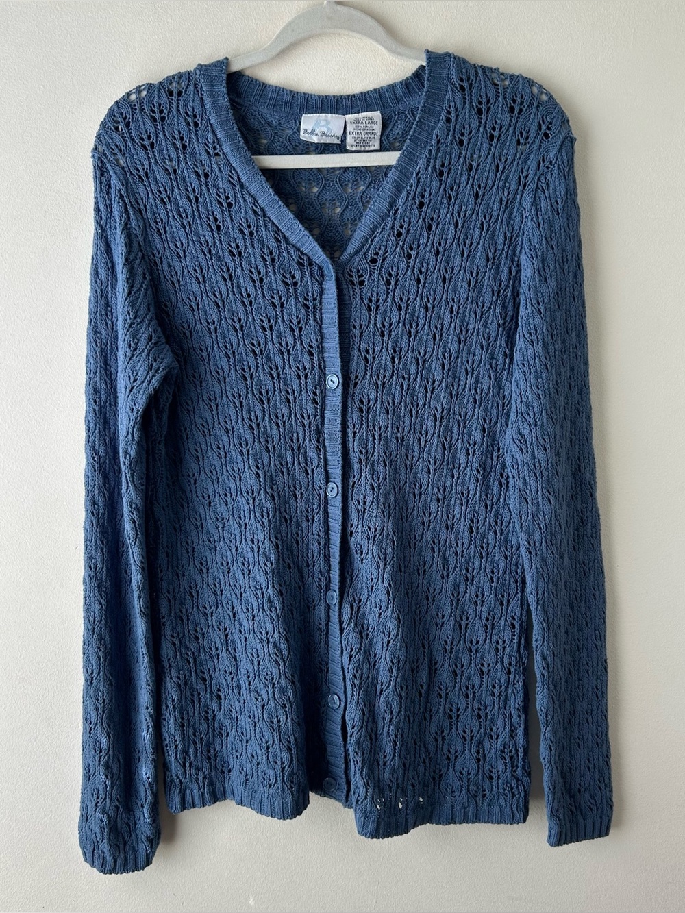 Bobbie Brooks Vintage Cottagecore Knit Cardigan Sweater Dark Slate Blue L/XL